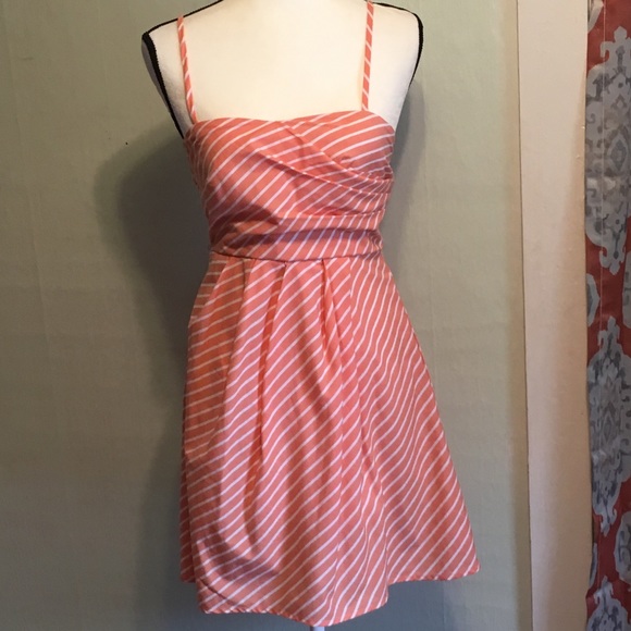 3/$25 A Byer coral and white stripe dress - Picture 1 of 8